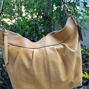 Coach Light Yellow Leather Hobo Bag